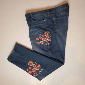 New Directions Girlfriend Denim with Embroidered Flowers  14R